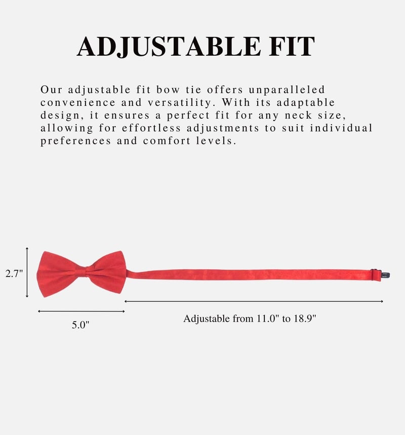 MD Style Bow Ties for Men Pre-Tied Adjustable - Classic Men's Bow Tie - Tuxedo Wedding Formal Bowtie Solid Color Bowties - Image 5